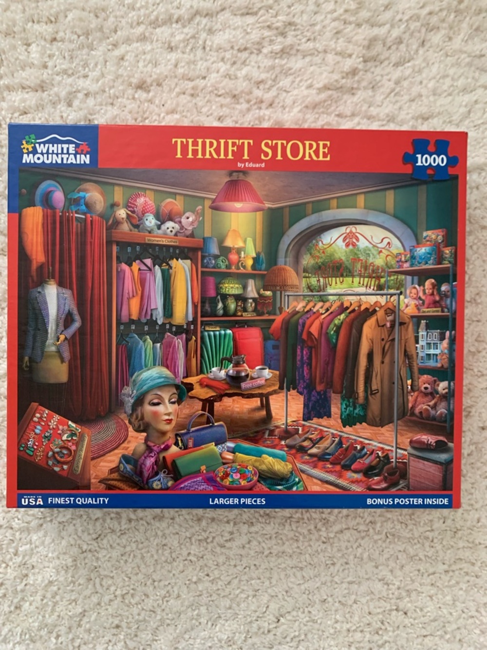 White Mountain Thrift Store Puzzle - Red, Green, Blue, Brown